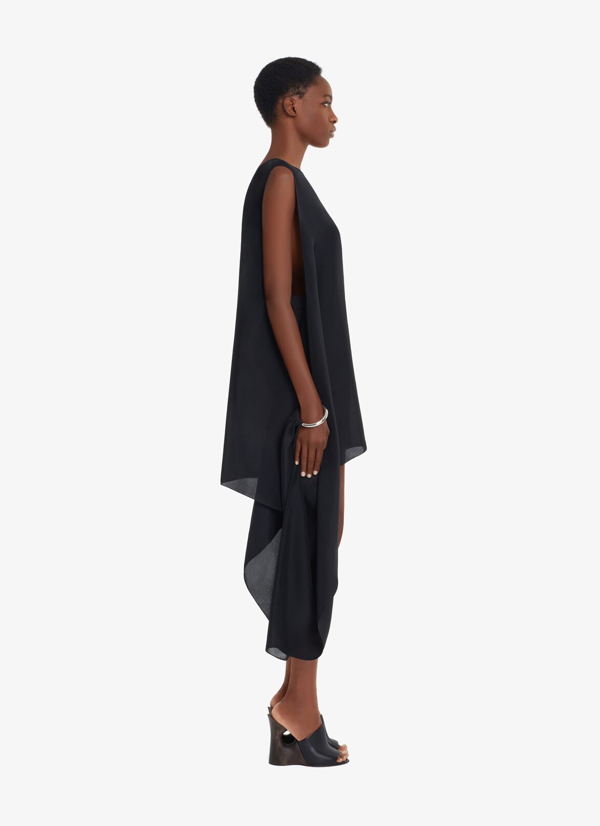 FLARED SILK DRESS ALAÏA BLACK FLARED SILK DRESS